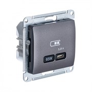 Glossa графит USB розетка тип-C 65W высокоскоростная зарядка QC, PD, механизм GSL001327 Glossa графит USB розетка тип-C 65W высокоскоростная зарядка QC, PD, механизм GSL001327