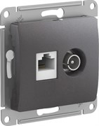 Glossa графит розетка двойная TV + компьютерная RJ45, кат. 5Е GSL001389 Glossa графит розетка двойная TV + компьютерная RJ45, кат. 5Е GSL001389
