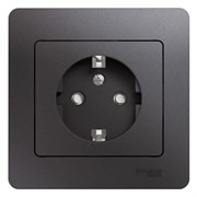 Glossa графит розетка с заземлением, со шторками (в сборе) GSL001344 Glossa графит розетка с заземлением, со шторками (в сборе) GSL001344