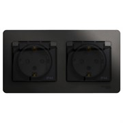 Glossa антрацит розетка 2-ая с заземлением, со шторками, в сборе, IP44 GSL000747 Glossa антрацит розетка 2-ая с заземлением, со шторками, в сборе, IP44 GSL000747