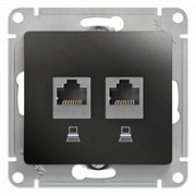Glossa антрацит розетка 2-ая компьютерная RJ45+RJ45, кат.5E GSL000785KK Glossa антрацит розетка 2-ая компьютерная RJ45+RJ45, кат.5E GSL000785KK