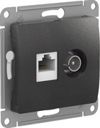 Glossa антрацит розетка двойная TV + компьютерная RJ45, кат. 5Е GSL000789 Glossa антрацит розетка двойная TV + компьютерная RJ45, кат. 5Е GSL000789