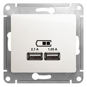 Glossa перламутр розетка USB 5В/2,1А, 2х5В/1,05А GSL000633 Glossa перламутр розетка USB 5В/2,1А, 2х5В/1,05А GSL000633