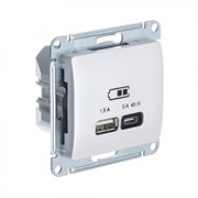 Glossa перламутр USB розетка A + тип-C 45W высокоскоростная зарядка QC, PD, механизм GSL000629 Glossa перламутр USB розетка A + тип-C 45W высокоскоростная зарядка QC, PD, механизм GSL000629