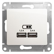 Glossa перламутр USB розетка A+С, 5В/2,4А, 2х5В/1,2 А GSL000639 Glossa перламутр USB розетка A+С, 5В/2,4А, 2х5В/1,2 А GSL000639