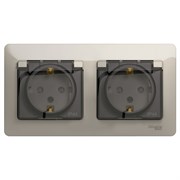 Glossa молочный розетка 2-ая с заземлением, со шторками, в сборе, IP44 GSL000947 Glossa молочный розетка 2-ая с заземлением, со шторками, в сборе, IP44 GSL000947