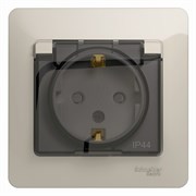 Glossa молочный розетка с заземлением, со шторками с крышкой IP44 (в сборе) GSL000948 Glossa молочный розетка с заземлением, со шторками с крышкой IP44 (в сборе) GSL000948