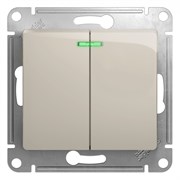 Glossa молочный выключатель 2-клавишный с подсветкой, сх.5а, 10AX GSL000953 Glossa молочный выключатель 2-клавишный с подсветкой, сх.5а, 10AX GSL000953