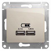 Glossa молочный розетка USB 5В/2,1А, 2х5В/1,05А GSL000933 Glossa молочный розетка USB 5В/2,1А, 2х5В/1,05А GSL000933