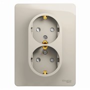 Glossa молочный розетка 2-ая с заземлением, со шторками (в сборе) GSL000926 Glossa молочный розетка 2-ая с заземлением, со шторками (в сборе) GSL000926