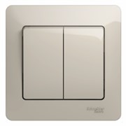 Glossa молочный выключатель 2-клавишный, сх.5, 10AX (в сборе) GSL000952 Glossa молочный выключатель 2-клавишный, сх.5, 10AX (в сборе) GSL000952