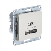 Glossa молочный USB розетка A + тип-C 45W высокоскоростная зарядка QC, PD, механизм GSL000929 Glossa молочный USB розетка A + тип-C 45W высокоскоростная зарядка QC, PD, механизм GSL000929