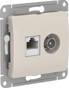 Glossa молочный розетка двойная TV + компьютерная RJ45, кат. 5Е GSL000989 Glossa молочный розетка двойная TV + компьютерная RJ45, кат. 5Е GSL000989