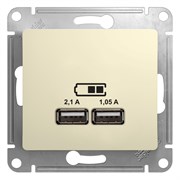 Glossa бежевый розетка USB 5В/2,1А, 2х5В/1,05мА GSL000233 Glossa бежевый розетка USB 5В/2,1А, 2х5В/1,05мА GSL000233