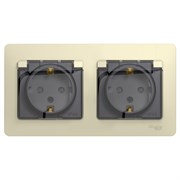 Glossa бежевый розетка 2-ая с заземлением, со шторками, в сборе, IP44 GSL000247 Glossa бежевый розетка 2-ая с заземлением, со шторками, в сборе, IP44 GSL000247