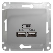 Glossa алюминий розетка USB 5В/2,1А, 2х5В/1,05А GSL000333 Glossa алюминий розетка USB 5В/2,1А, 2х5В/1,05А GSL000333