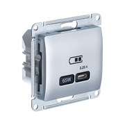 Glossa алюминий USB розетка тип-C 65W высокоскоростная зарядка QC, PD, механизм GSL000327 Glossa алюминий USB розетка тип-C 65W высокоскоростная зарядка QC, PD, механизм GSL000327