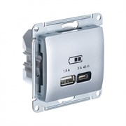 Glossa алюминий USB розетка A + тип-C 45W высокоскоростная зарядка QC, PD, механизм GSL000329 Glossa алюминий USB розетка A + тип-C 45W высокоскоростная зарядка QC, PD, механизм GSL000329