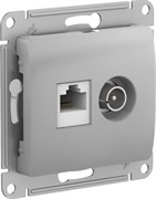 Glossa алюминий розетка двойная TV + компьютерная RJ45, кат. 5Е GSL000389 Glossa алюминий розетка двойная TV + компьютерная RJ45, кат. 5Е GSL000389