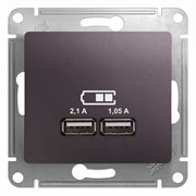 Glossa сиреневый туман розетка USB 5В/2,1А, 2х5В/1,05мА GSL001433 Glossa сиреневый туман розетка USB 5В/2,1А, 2х5В/1,05мА GSL001433