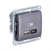 Glossa сиреневый туман USB розетка A + тип-C 45W высокоскоростная зарядка QC, PD, механизм GSL001429 Glossa сиреневый туман USB розетка A + тип-C 45W высокоскоростная зарядка QC, PD, механизм GSL001429