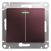 Glossa баклажановый выключатель 2-клавишный с подсветкой, сх.5а, 10AX GSL001153 Glossa баклажановый выключатель 2-клавишный с подсветкой, сх.5а, 10AX GSL001153