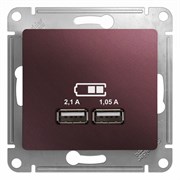 Glossa баклажановый розетка USB 5В/2,1А, 2х5В/1,05А GSL001133 Glossa баклажановый розетка USB 5В/2,1А, 2х5В/1,05А GSL001133