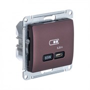 Glossa баклажановый USB розетка тип-C 65W высокоскоростная зарядка QC, PD, механизм GSL001127 Glossa баклажановый USB розетка тип-C 65W высокоскоростная зарядка QC, PD, механизм GSL001127