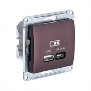Glossa баклажановый USB розетка A + тип-C 45W высокоскоростная зарядка QC,PD, механизм GSL001129 Glossa баклажановый USB розетка A + тип-C 45W высокоскоростная зарядка QC,PD, механизм GSL001129