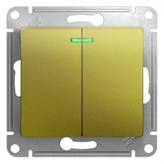 Glossa фисташковый выключатель 2-клавишный с подсветкой, сх.5а, 10AX GSL001053 Glossa фисташковый выключатель 2-клавишный с подсветкой, сх.5а, 10AX GSL001053