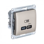 Glossa титан USB розетка тип-C 65W высокоскоростная зарядка QC, PD, механизм GSL000427 Glossa титан USB розетка тип-C 65W высокоскоростная зарядка QC, PD, механизм GSL000427