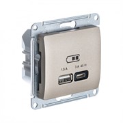 Glossa титан USB розетка A + тип-C 45W высокоскоростная зарядка QC, PD, механизм GSL000429 Glossa титан USB розетка A + тип-C 45W высокоскоростная зарядка QC, PD, механизм GSL000429