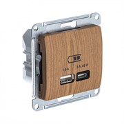 Glossa дерево дуб USB розетка A + тип-C 45W высокоскоростная зарядка QC, PD, механизм GSL000529 Glossa дерево дуб USB розетка A + тип-C 45W высокоскоростная зарядка QC, PD, механизм GSL000529