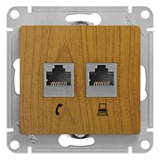 Glossa дерево дуб розетка 2-я RJ11+RJ45, кат.5E GSL000585 Glossa дерево дуб розетка 2-я RJ11+RJ45, кат.5E GSL000585