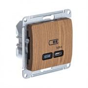 Glossa дерево дуб USB розетка тип-C 65W высокоскоростная зарядка QC, PD, механизм GSL000527 Glossa дерево дуб USB розетка тип-C 65W высокоскоростная зарядка QC, PD, механизм GSL000527