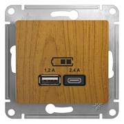 Glossa дерево дуб розетка USB A+С, 5В/2,4А, 2х5В/1,2А GSL000539 Glossa дерево дуб розетка USB A+С, 5В/2,4А, 2х5В/1,2А GSL000539
