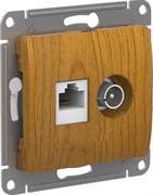 Glossa дерево дуб розетка двойная TV + компьютерная RJ45, кат. 5Е GSL000589 Glossa дерево дуб розетка двойная TV + компьютерная RJ45, кат. 5Е GSL000589