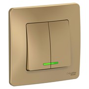 Blanca внутренняя титан выключатель 2-клавишный с подсветкой, 10А, 250B BLNVS010514 Blanca внутренняя титан выключатель 2-клавишный с подсветкой, 10А, 250B BLNVS010514