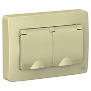 Blanca внутренняя бежевый розетка 2-ая с заземлением, IP44 со шторками, с крышками, 16А, 250В BLNRS441127