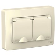Blanca внутренняя молочная розетка 2-ая с заземлением, со шторками IP44, 16А, 250В BLNRS441122 Blanca внутренняя молочная розетка 2-ая с заземлением, со шторками IP44, 16А, 250В BLNRS441122