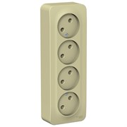 Blanca наружняя бежевый розетка 4-ая без заземления без шторок, изолированная пластина 16А, 250В BLNRA000417
