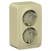 Blanca наружняя бежевый розетка 2-ая с заземлением, со шторками, изолированная пластина 16А, 250В BLNRA011217