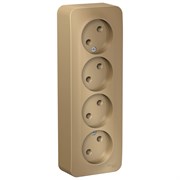 Blanca наружняя титан розетка 4-ая без заземления без шторок 16А, 250В, изолированная пластина BLNRA000414