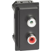 BTicino Living now чёрный розетка с двумя разъемами RCA 1 мод KG4269R