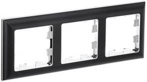 IEK Brite Decor чёрный / хром 3D-форма рамка 3-местная BR-M32-12-2-K23