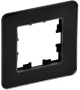 IEK Brite Decor чёрный матовый стекло скруглённые углы рамка 1-местная BR-M12-G-41-K02