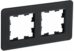 IEK Brite Decor чёрный матовый стекло скруглённые углы рамка 2-местная BR-M22-G-41-K02