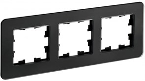 IEK Brite Decor чёрный матовый стекло скруглённые углы рамка 3-местная BR-M32-G-41-K02
