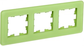 IEK Brite Decor эко грин матовый стекло скруглённые углы рамка 3-местная BR-M32-G-41-K06