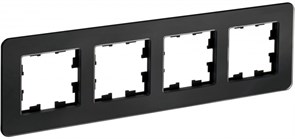IEK Brite Decor чёрный матовый стекло скруглённые углы рамка 4 места BR-M42-G-41-K02